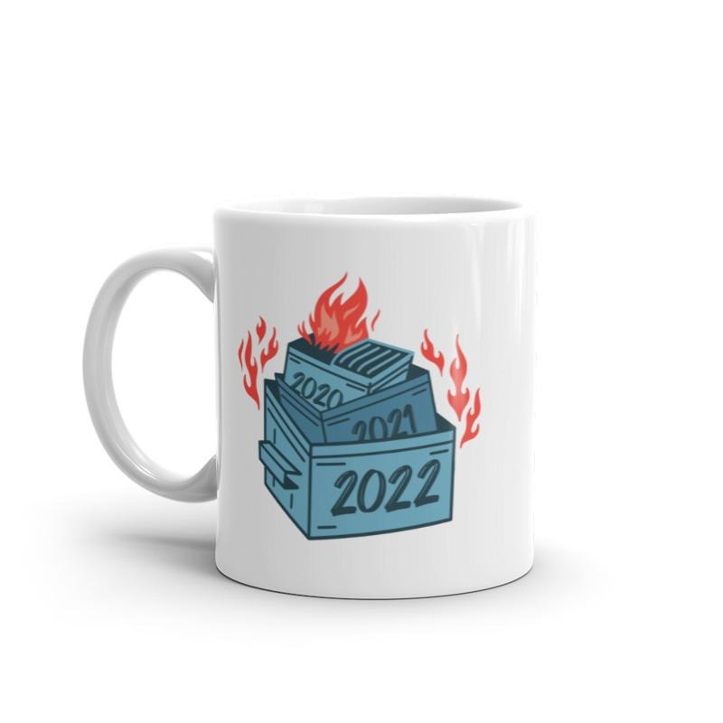 2022 Dumpster Fire Mug Funny New Years Trash Graphic Novelty Coffee Cup-11oz Funny Coffee Mugs Ceramic Printed Drinkware Cup