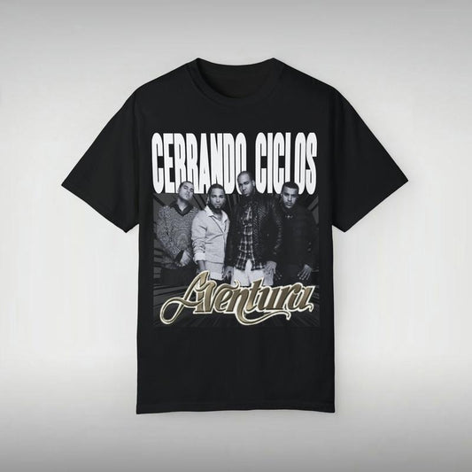 2024 Aventura Tour Concert Bachata Cerrando Ciclos Graphic T-shirt Merch Unisex Garment-dyed T-shirt Cotton Menswear