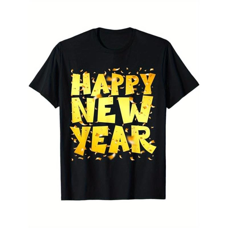 2025 Happy New Year Party Supplies 2025 Family Matching NYE T-Shirt. 100% Cotton, New Year 2025 gift for families, Black Short Sleeve T-Shirt, S - XXXL made in usa