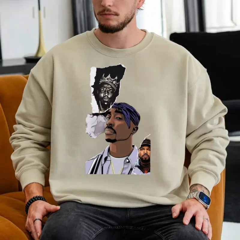 2pac Shirt Rap T Shirt 90s Vibe, Biggiie Smalls Shirt, Hip Hop 2pac Sweatshirt, Gift For Fan, Unisex Sweater Pullover Tee