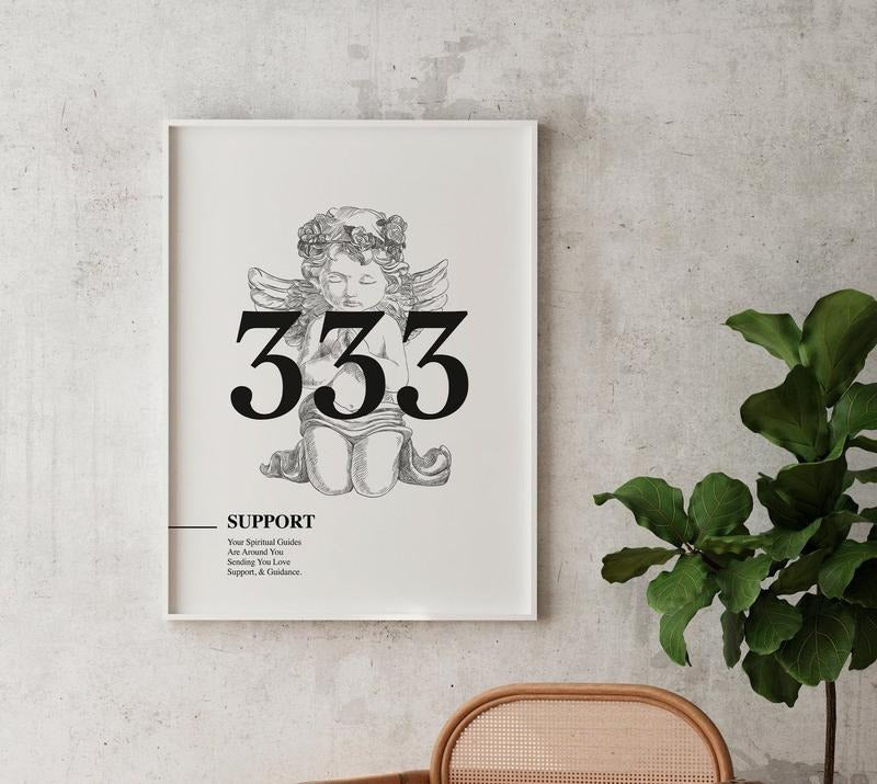 333 Angel Number, Angel Number Print, Alignment, Manifestation Energy Spiritual Poster, Trendy Wall Art, Poster Prints No Frame, Gifts For Him Her Art Prints, Wall Art Home Decor, Big Wall Decor, Gifts For Birthday Artistic Decoration