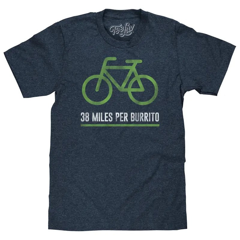 38 Miles Per Burrito Bike T-Shirt - Blue