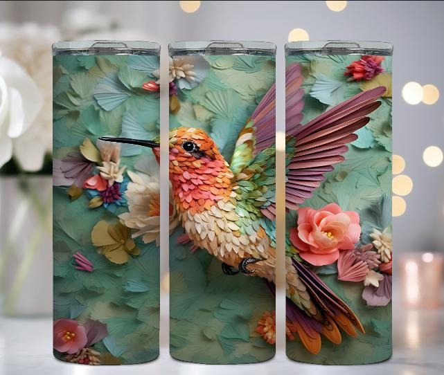 3D Hummingbird Tumbler Stainless Steel Skinny Drinkware