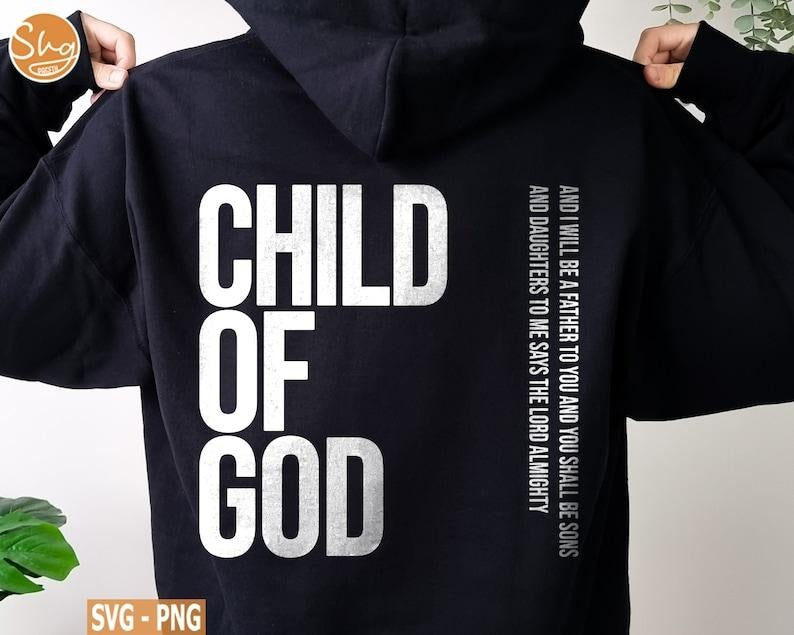 Child of God Shirt - Black Cotton Graphic T-Shirt with Jesus Quote, Crew Neck, 3/4 Length, Ideal for Religious Wear - Polyester