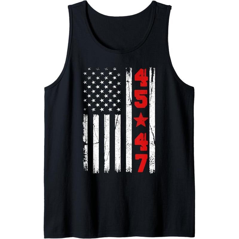45 47 Trump 2025 Flag Vintage American Flag 47th President Tank Top made in USA