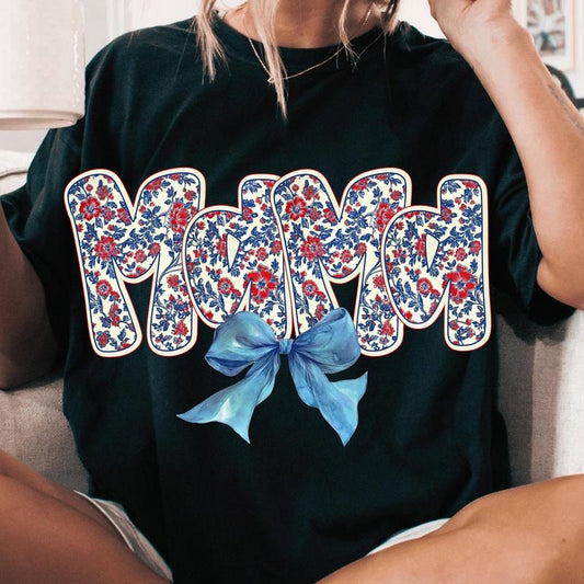 4Th Of July Mama Floral Shirt, American Girl Shirt, Mama Mini Shirt, Star And Stripe Shirt, Memorial Day Shirt, Usa Shirt, American Mama, Mom Shirt