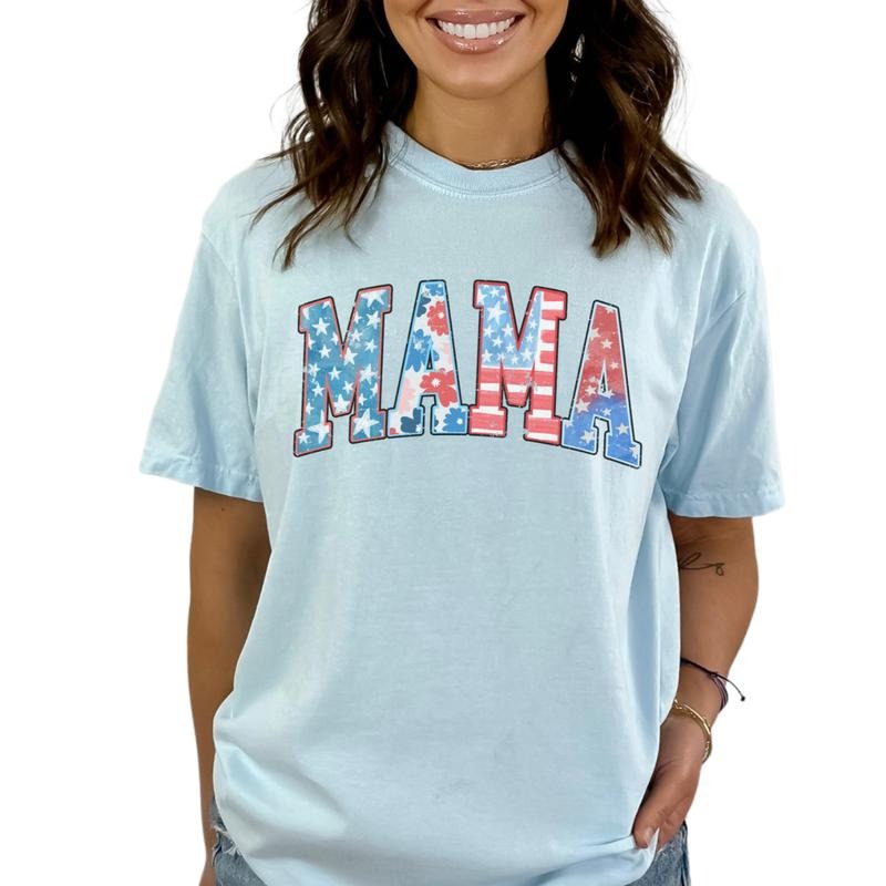 4th Of July Mama Shirt, Retro Usa Shirt, American Mama Shirt, Patriotic Mom Gift, Floral Mom Tee, Unisex T-Shirt, Gifts For Mom Mother, Short Sleeve Tee Shirt, Gifts For 4th Of July Independence Day Birthday