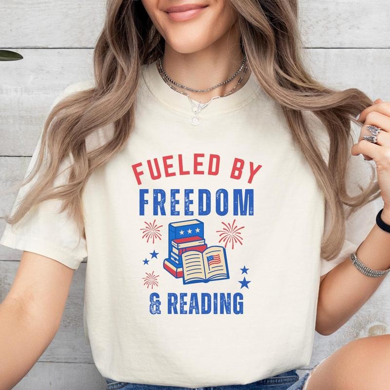 4th of July Shirt, USA Shirts, Comfort Colors Shirt, Book Shirt, Patriotic, Fourth of July Tee, USA Tee, Bookish Gift, Book Lover Gift SEXS5