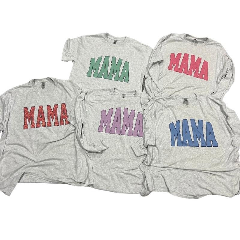 MAMA Varsity Collection Women's Oversized T-Shirt or Long Sleeve Graphic Print Comfortable Summer Wear 50/50 Polyester Cotton Blend DTF Print