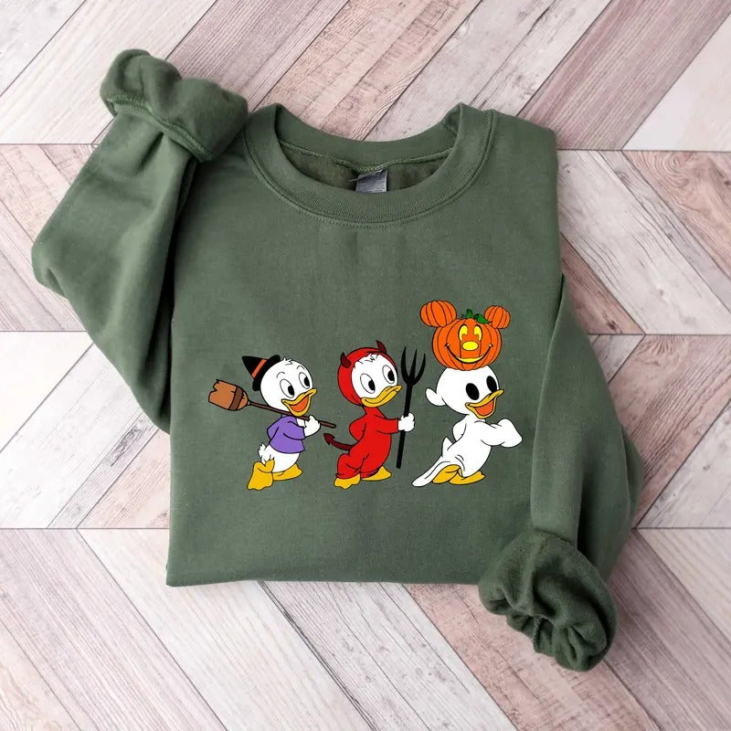 90s Halloween Sweatshirt, Retro Halloween Ducks Shirt, Halloween Cartoon Sweatshirt, Spooky Season Shirt