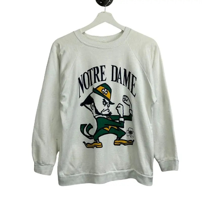 Vintage 80s/90s Notre Dame Fighting Irish NCAA Graphic Sweatshirt Size Medium