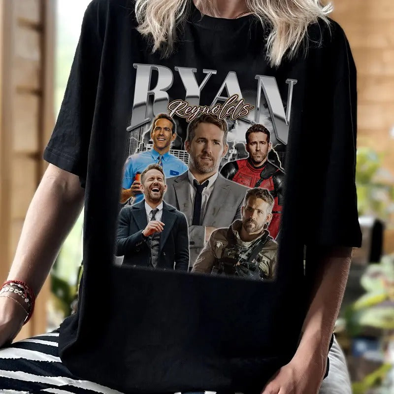 90s Ryan Reynold Retro Shirt, Ryan Reynolds Merch Gift For Fan T-Shirt Sweatshirt Hoodie Unisex, Vintage Shirt Cotton Fabric