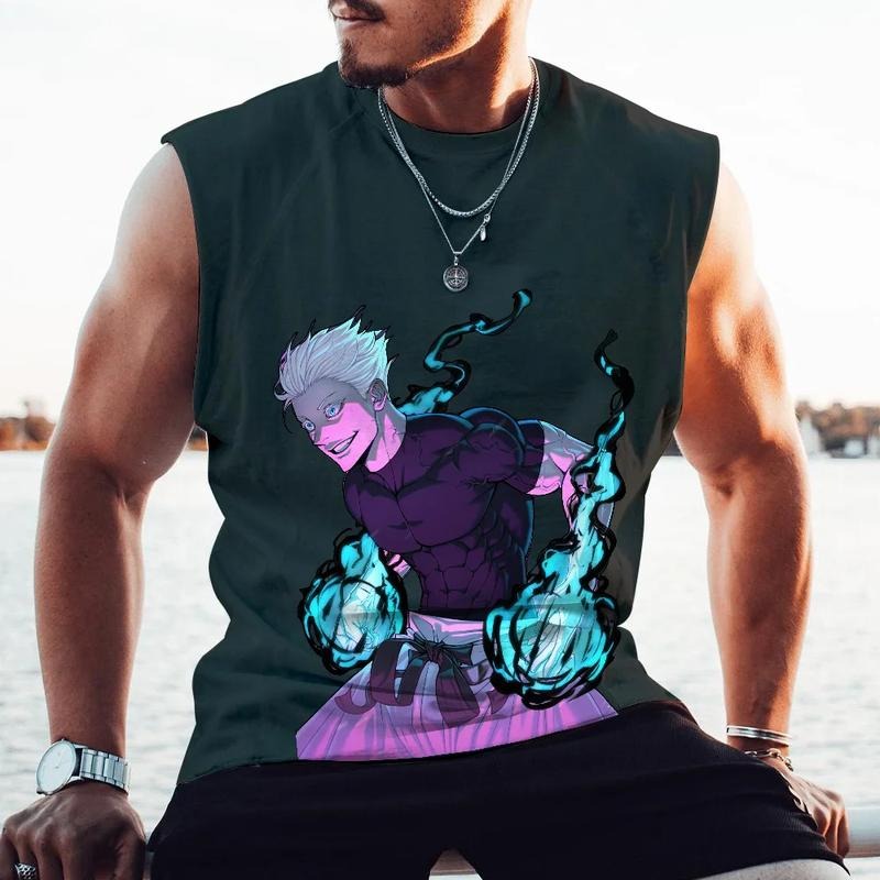 A Casual Anime Print Gym Tank Top for Every Anime Fan Who Loves to Workout in Style
