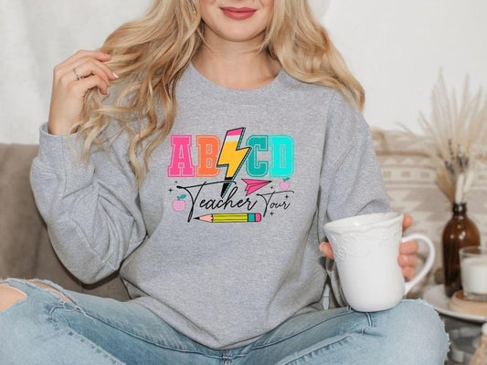 ABCD Teacher Tour Sweatshirt, Back to School Sweatshirt, Retro Abcd Teacher Gifts, Retro Teacher Sweater, Teacher Life Shirt  T-shirt, sweater and Hoodie
