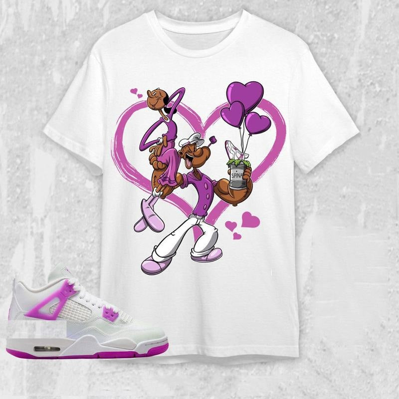 AJ 4 GS Hyper Violet Unisex T-Shirt, The Love Spinach Tees, Shirt To Match Sneaker color white