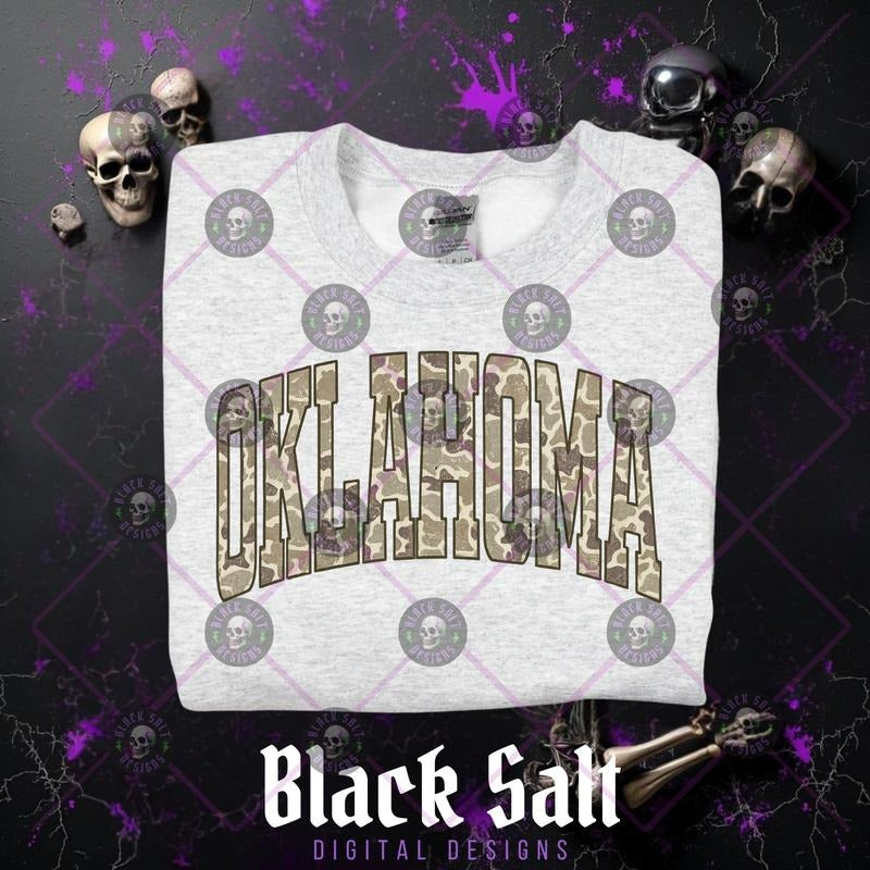 ALL 50 States Camo Casual Skulls Cotton Casual Crewneck Sweatshirt Hoodie Women's Graphic Top Pullover Streetwear Style Vintage Crew Neck Comfortable Machine Washable