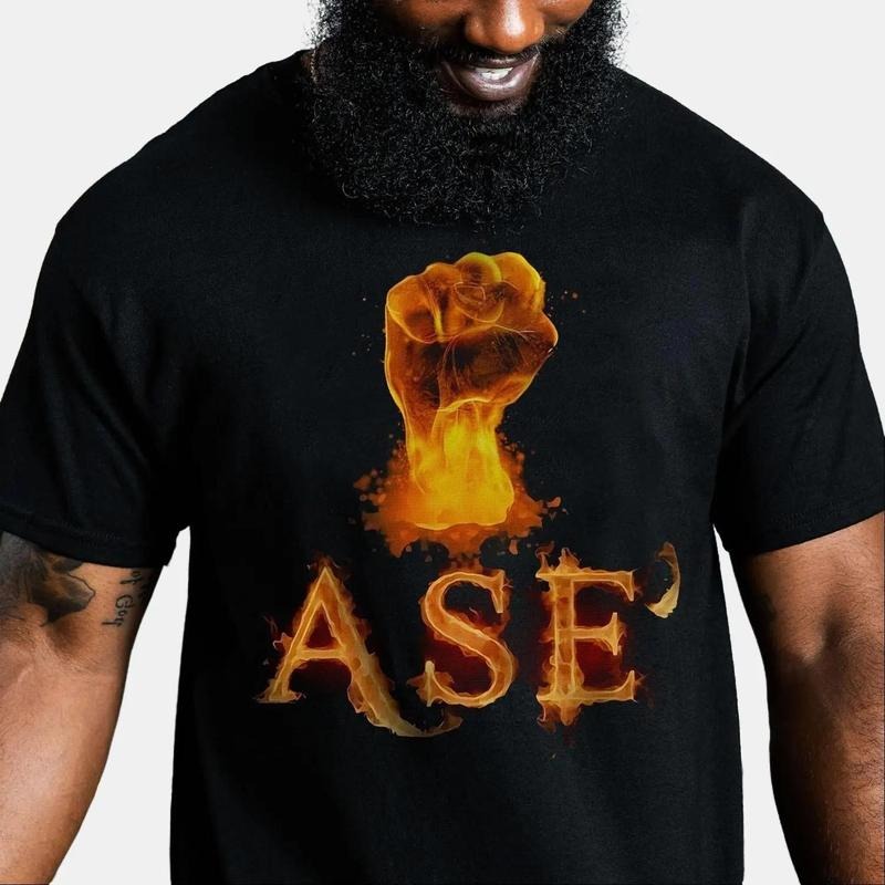 ASE' Raising Fist in Fire Powerful Shirt, BLM Tee, Black History Shirt, Classic Cotton Menswear Top