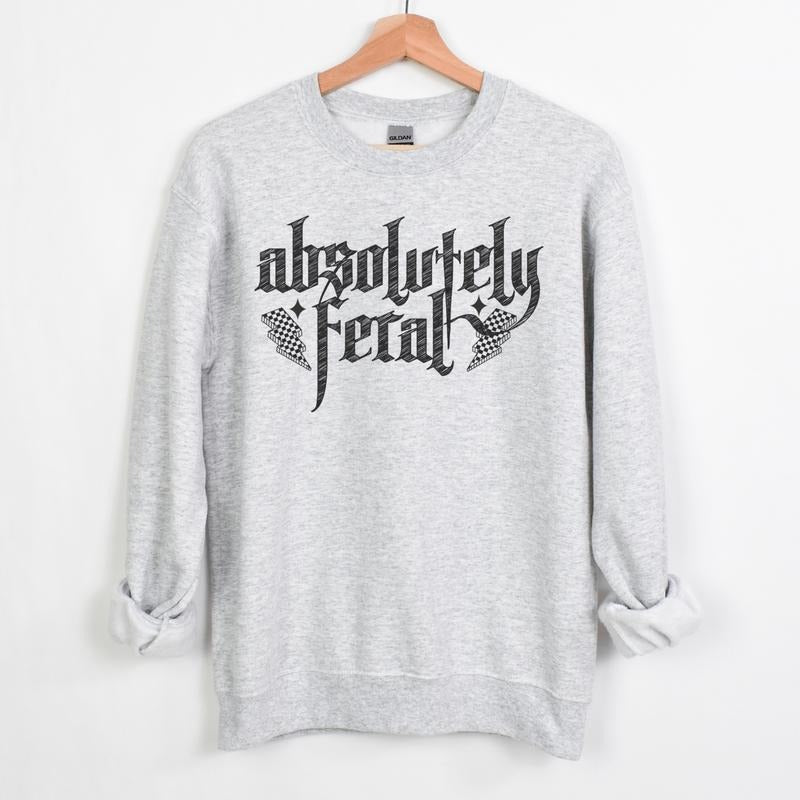 Absolutely Feral Ash Grey Long Sleeve Crewneck Sweatshirt or Hoodie Mom Pullover Casual Women's Long Sleeve Tops with Ghost Skeleton Graphic