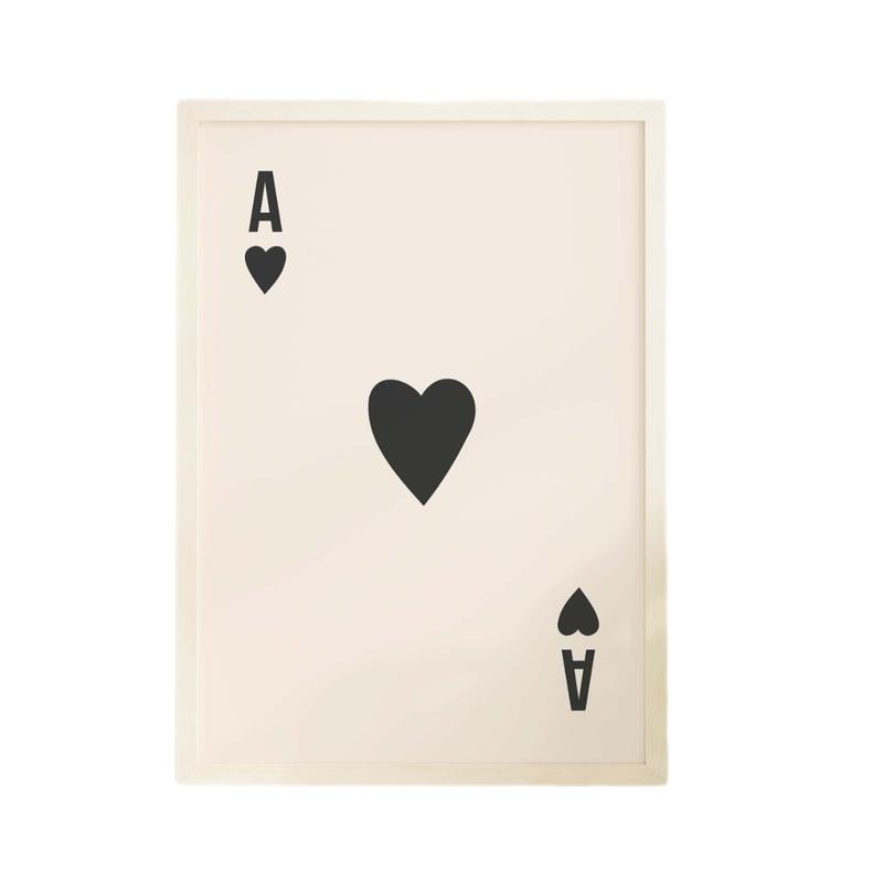 Ace Of Hearts Print, Cute Black Card Print, Retro Card Posters, Lucky Syndrome Art Poster Prints No Frame, Gifts For Women Bedroom Decor, Wall Art Home Decor, Large Wall Art, Gifts For Birthday Christmas
