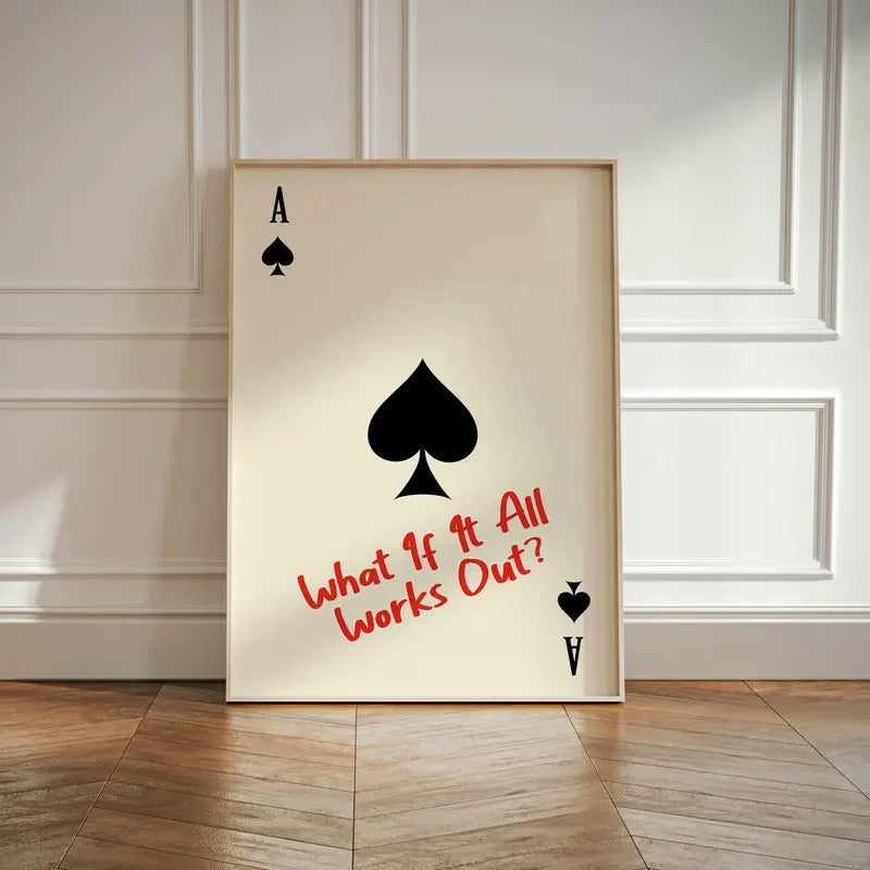 Ace Of Spades Print, Playing Card Poster, Trendy Retro Bar Decor, Gifts For Besties Women Bedroom Decor, Poster Prints No Frame, Home Decoration, Big Wall Art, Gifts For Birthday Christmas Landscape Ornaments