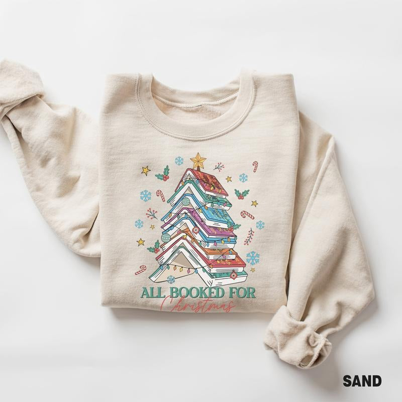 Acotar All Booked For Christmas Shirt, Bookworm Christmas Sweater, Christmas Book Tree Sweatshirt, Booktok Christmas, Acotar Sweatshirt, Christmas Shirt