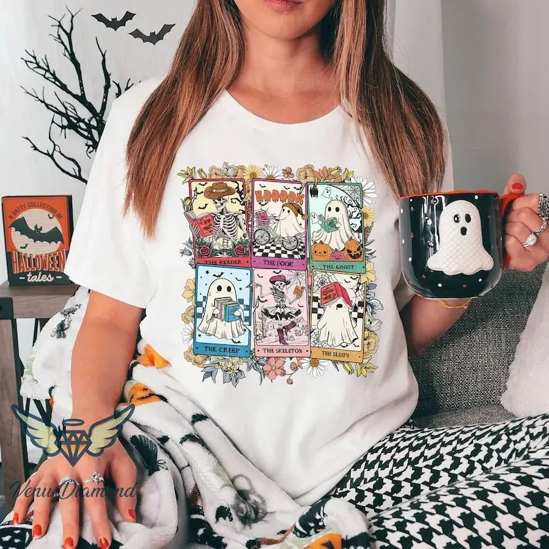 Acotar Ghost Tarrot Shirt, Acotar tshirt, Bookish ghost Tshirt, Throne of Glass, SJM Book Reader, Book Ghosts tshirt, SJM Halloween shirt