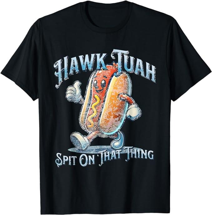 Adult Humor Shirts, Hawk Tuah 24 Spit On That Thang 4th of July Funny Hot Dog T-Shirt Top Casual Classic Casual Classic