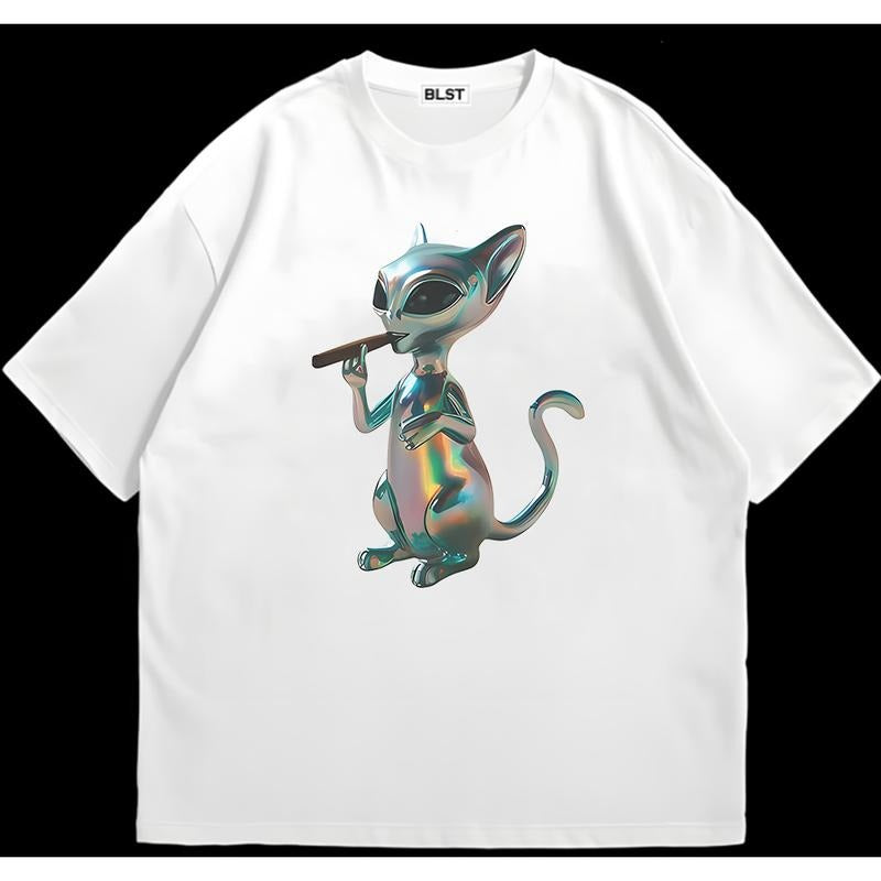 Aiillen Smoking T-Shirt Cotton and Machine Washable Recycled Cotton Graphic