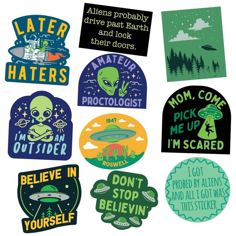 Alien Sticker Extra Large Stickers for Adults Funny Adhesives with Memes Sarcastic Funny Space Multi