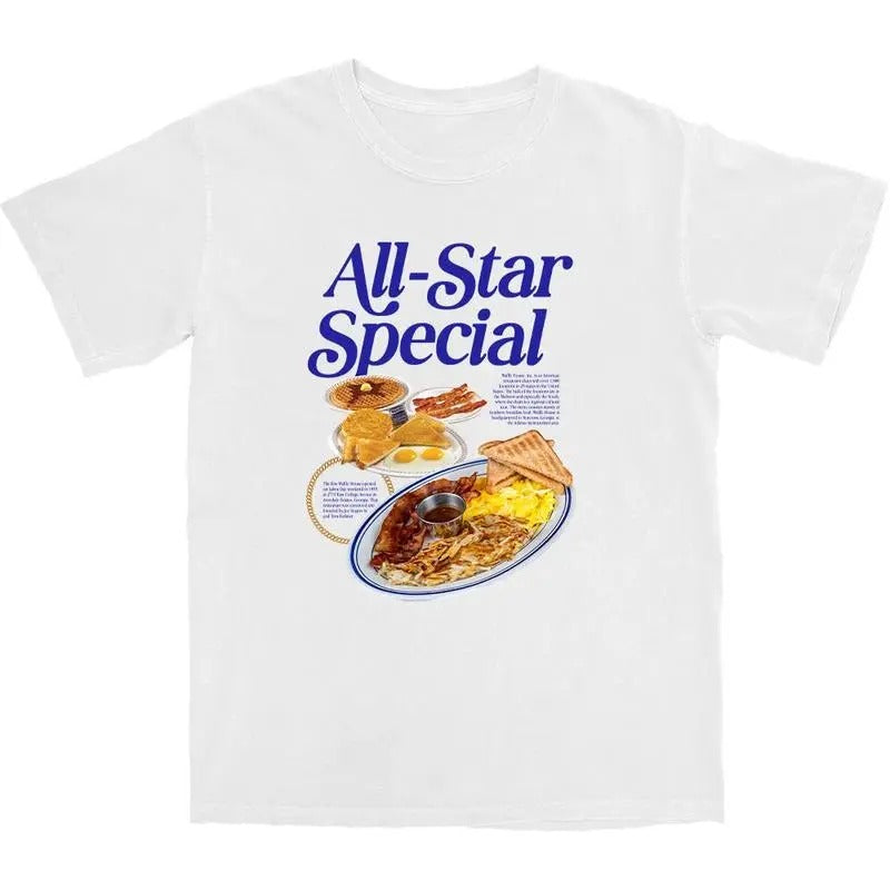 All-Star Breakfast Cotton Funny Casual Shortsleeve T-Shirt, Funny Unisex Shirt