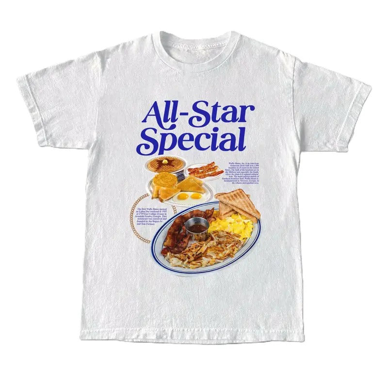 All-Star Special Breakfast T-Shirt, Unisex Graphic T-shirt, Vintage 90s style top clothing, Unisex graphic Streetwear shirts Cotton Casual