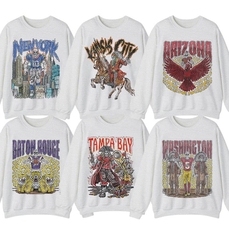 All Teams Football Vintage Style Sweatshirt, Crewneck Football Unisex Sweatshirt