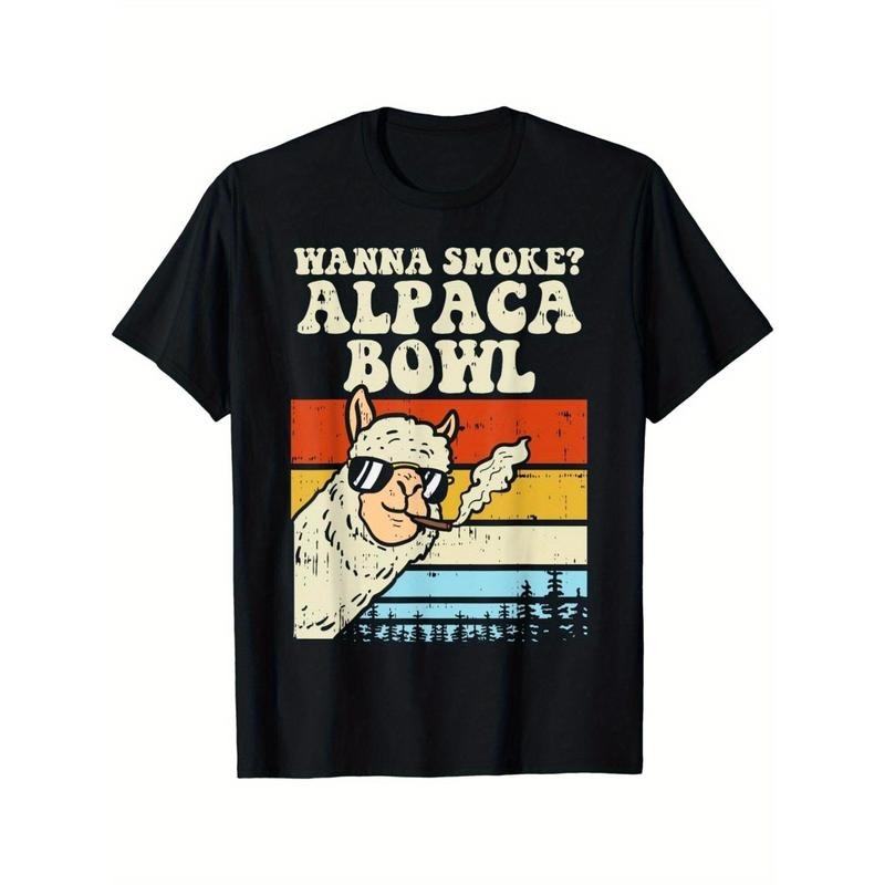 Alpaca Fashion Trend Digital printed men's T-shirt, comfortable casual wear, eye-catching design, high quality short sleeves Made in USA