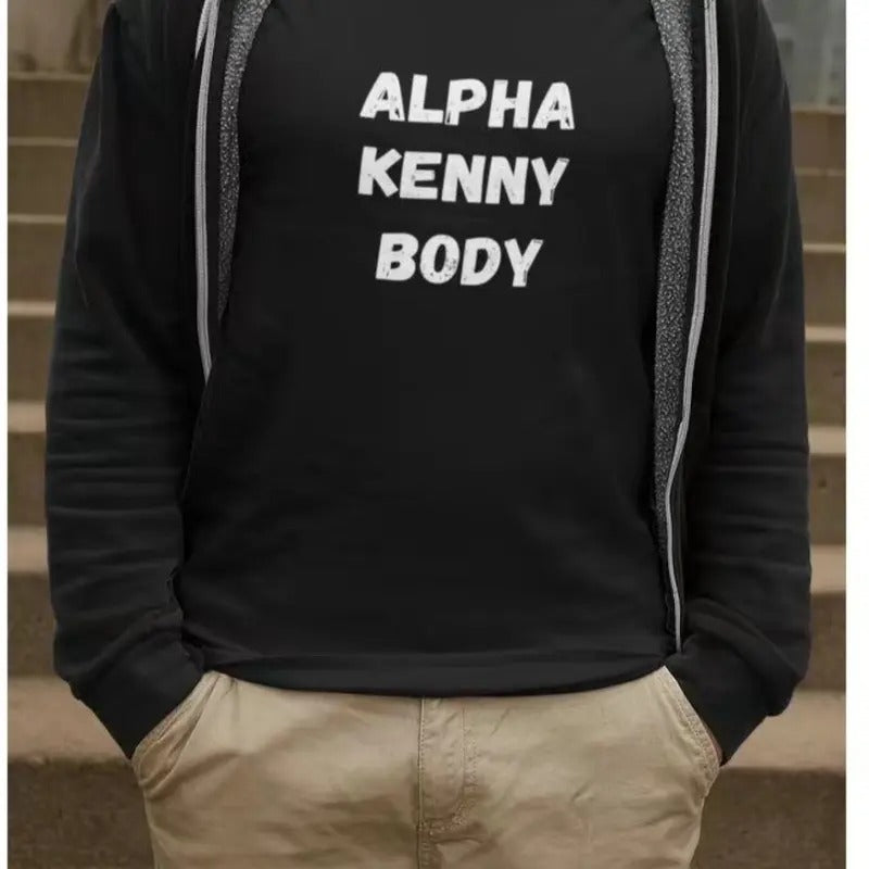 Alpha Kenny Body T-Shirt for Men Soft 100% Cotton Long Sleeve Classic Fit Breathable Unisex Top for Everyday Wear Casual Round Neck Crewneck Tshirt