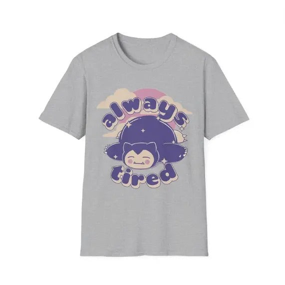 Always Tired Shirt, Pokemon Shirt Anime Tee, Unisex Softstyle T-Shirt , T-Shirt For Unisex , Gift For Men , Gift For Women , Anime Shirt , Manga Shirt , Pokemon Shirt , Pokemon Merch Menswear Top