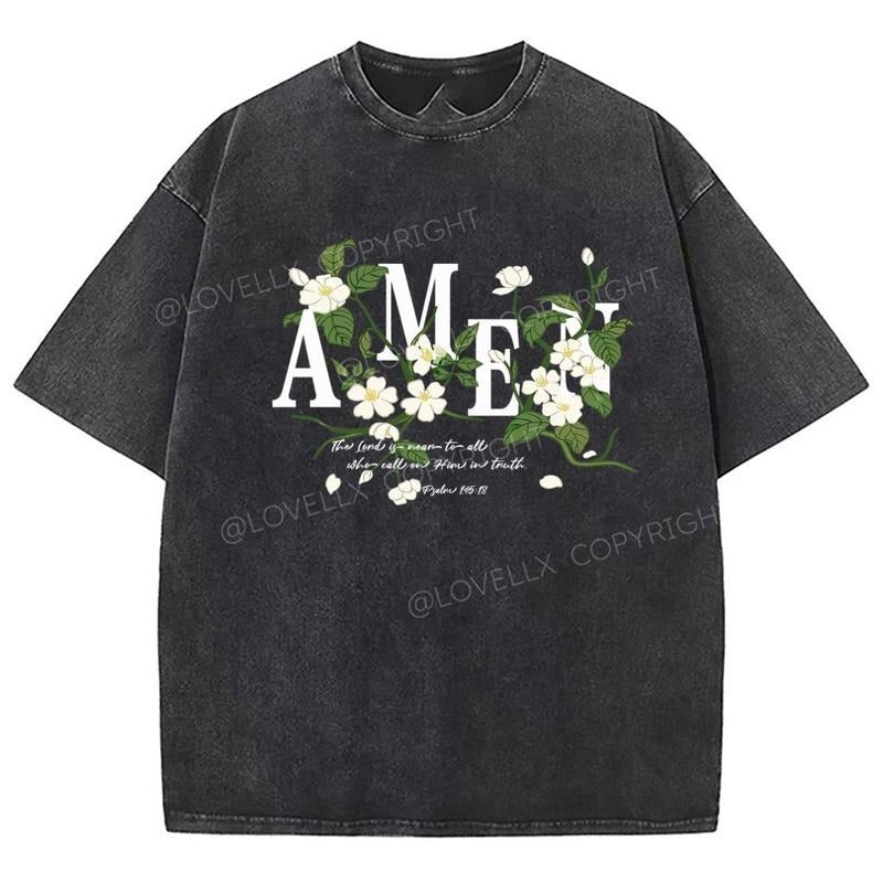 Amen Unixes Washed T-Shirt, Christian Jesus Tshirts, Vintage 90s Graphic Tee Gift Cotton Top Womenswear Bottom