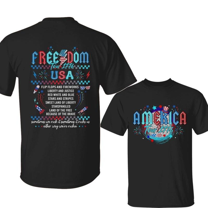 America Tour 2sided tshirt, 4th of July Shirt, 1776 Independence Day Shirt, Freedom Tour, Memorial Day gifts, Retro Patriotic American