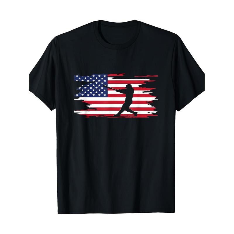American Flag Baseball Apparel - Baseball T-Shirt-100% Cotton -220g made in usa
