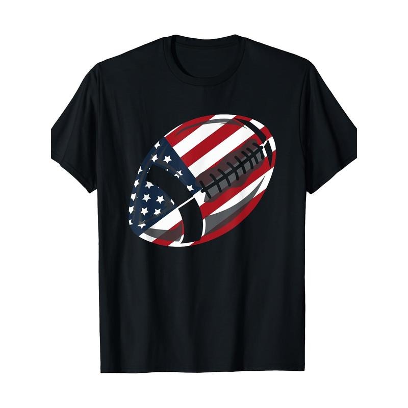 American Football American Flag 220g100% Cotton T-Shirt made in usa