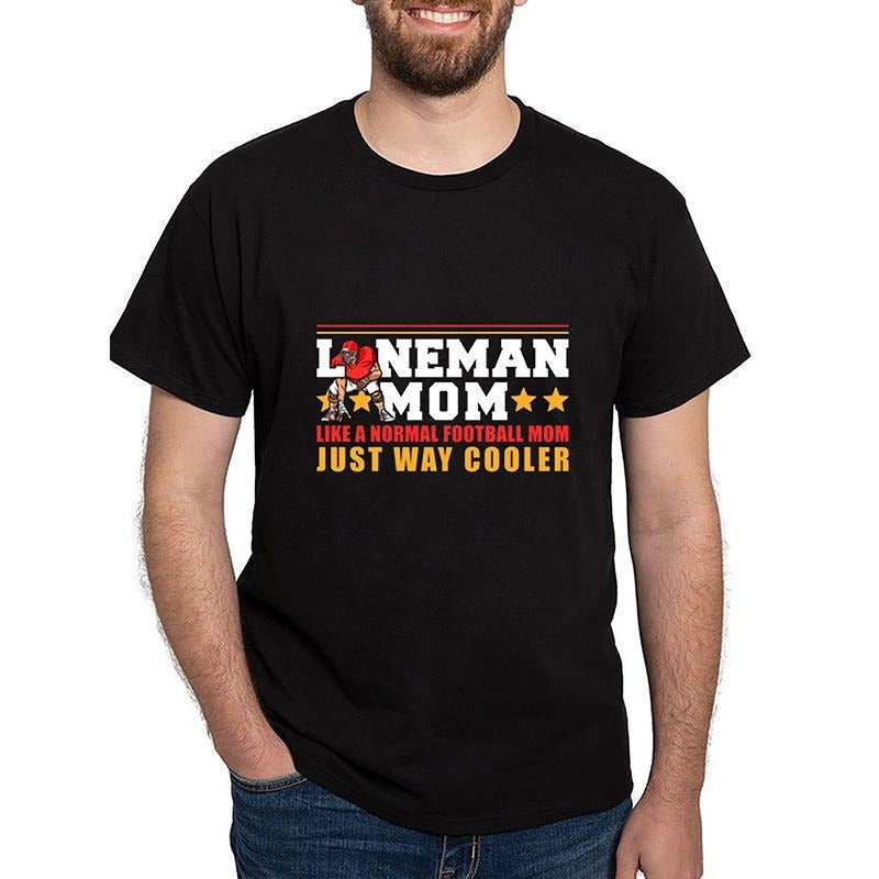American Football Offensive Line Player Mother Funny Men's Short Sleeve Pattern T-Shirt Collection, Black Made in USA