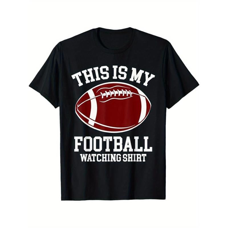 American Football Print Men's Cotton T-shirt, Graphic Tee Men's Outdoor Clothes, Men's Clothing, Casual Short Sleeve Crew Neck T-shirt, Tops For Men, Gift For Men made in usastyle{n002}4