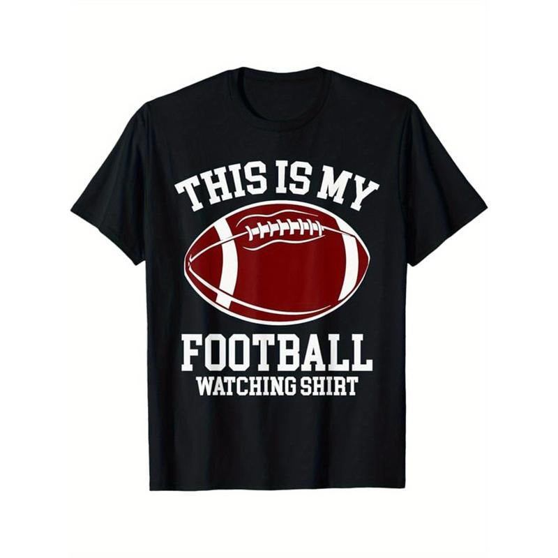 American Football Print Men's Cotton T-shirt, Graphic Tee Men's Outdoor Clothes, Men's Clothing, Casual Short Sleeve Crew Neck T-shirt, Tops For Men, Gift For Men made in usastyle{n002}12