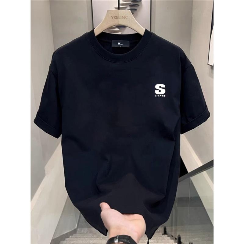 American Style Letter Print Short Sleeve White Cotton T-Shirt Unisex Internet Celebrity Trendy Brand Ins Base Shirt Couple Top