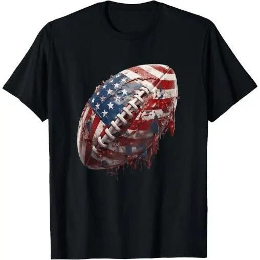 American football Us Flag T-Shirt Made in USAstyle{n002}2