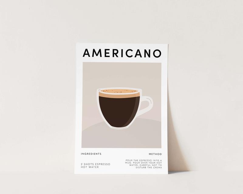 Americano Coffee Print Poster, Coffee Print, Kitchen Print Decor, Americano Poster, Gift Kitchen Wall Art, Gifts For Woman Wall Art Decor, Poster Prints No Frame, Wall Art Room Decor, Art Posters, Gifts For Birthday Landscape Ornaments