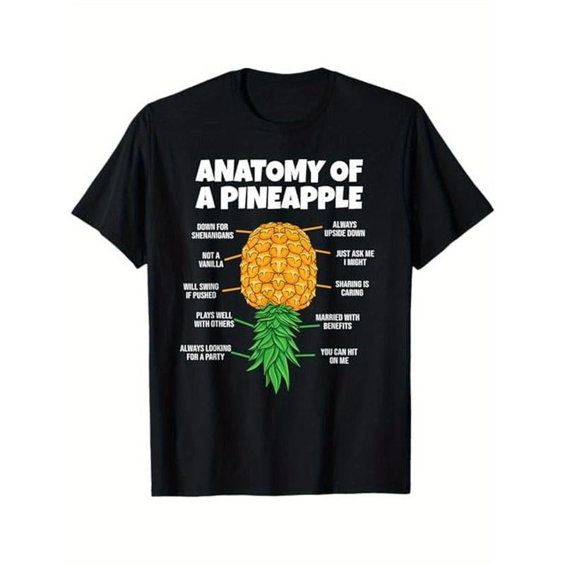 Anatomy Of A Pineapple Swinger Funny Men Couples T-Shirt, 100% Cotton, Gifts for Men Dad Husband Grandpa, S-XXXL, Black made in usa