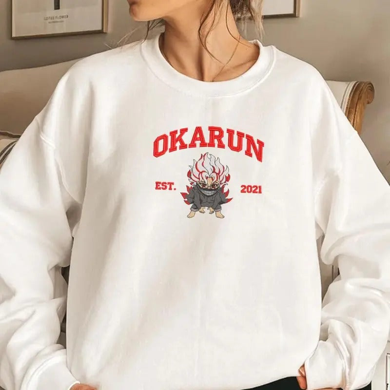 Anime D A N D A D A N Character Embroidered Sweatshirt, Anime Comic Hoodie, Anime Lover, Okarun Unisex Shirt, Birthday Gifts