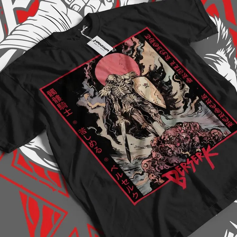 Anime Vintage Special T-shirt, Anime Manga, Anime Shirt, Black Swordsman, Graphic Anime Tee, Manga Shirt, Japan, Skull Knight Shirt