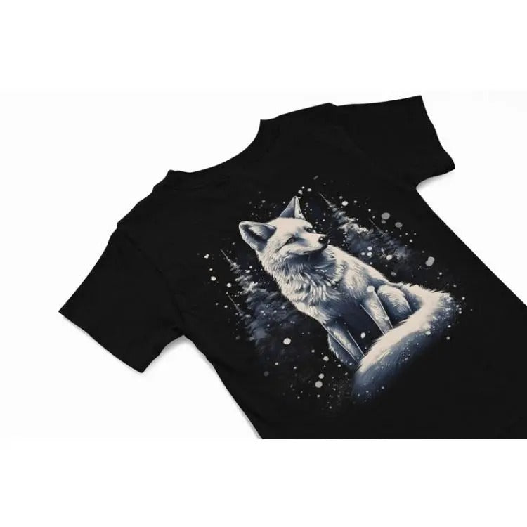 Arctic Fox Pup T-Shirt, Fox Graphic apparel, winter t shirt, Unique Wildlife tee, Spirit animal shirt, Fox Lover Gift, Christmas tee gift Made in USA