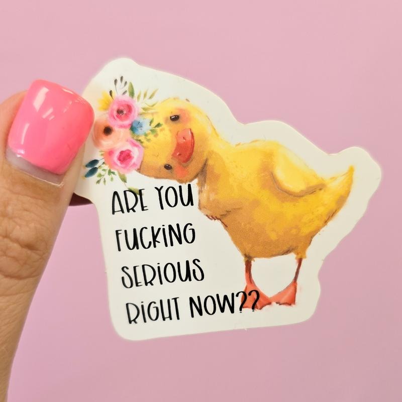 Are You Serious Right Now? Cute Duck Sticker